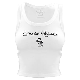 Women's Tiny Turnip White Colorado Rockies Script Logo Crop Tank Top