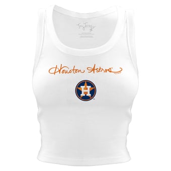 Women's Tiny Turnip White Houston Astros Script Logo Crop Tank Top