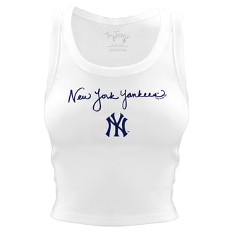 Women's Tiny Turnip White New York Yankees Script Logo Crop Tank Top
