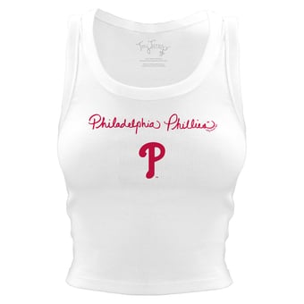 Women's Tiny Turnip White Philadelphia Phillies Script Logo Crop Tank Top