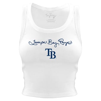 Women's Tiny Turnip White Tampa Bay Rays Script Logo Crop Tank Top
