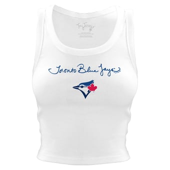 Women's Tiny Turnip White Toronto Blue Jays Script Logo Crop Tank Top