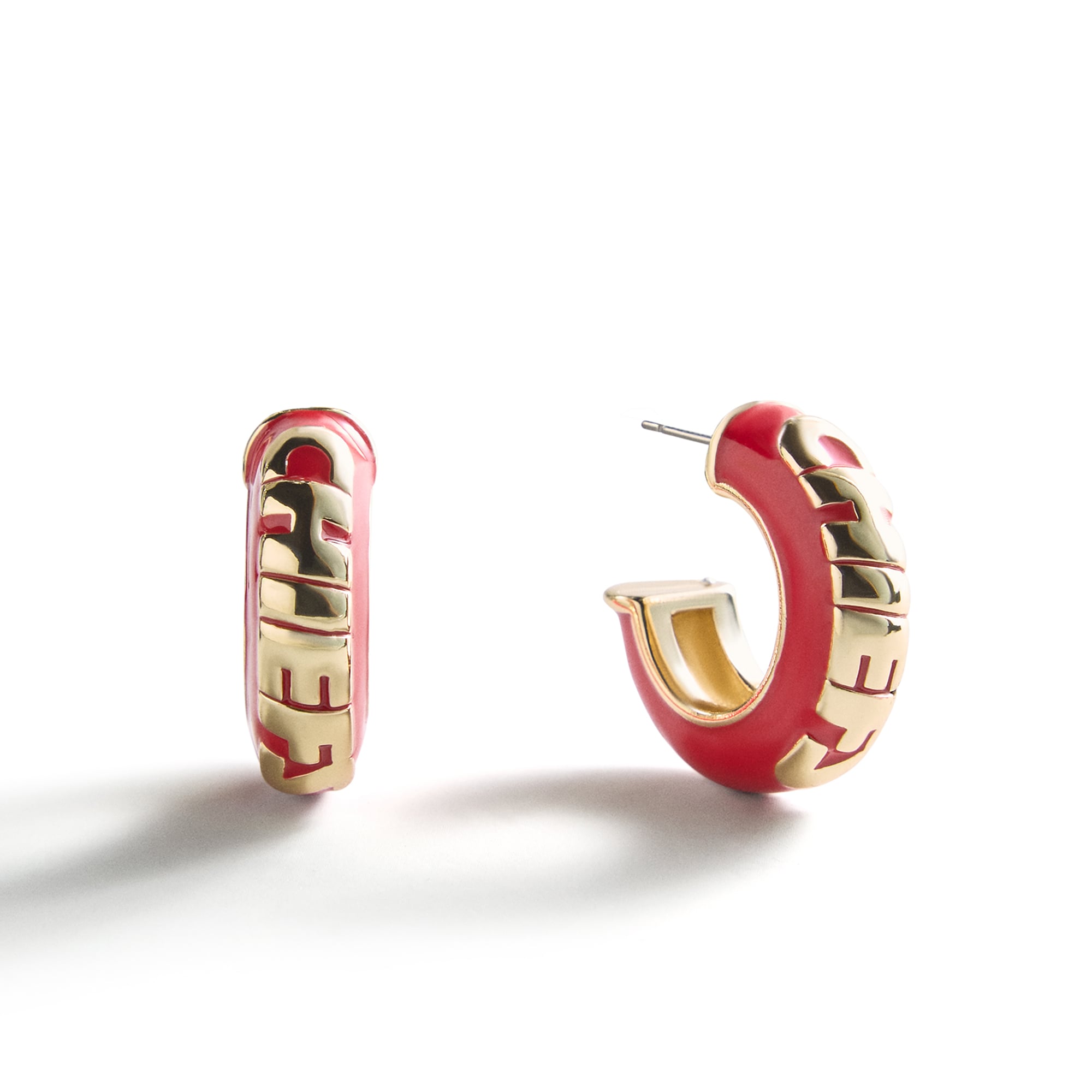 BaubleBar Kansas City Chiefs Puffy Enamel Hoop Earrings