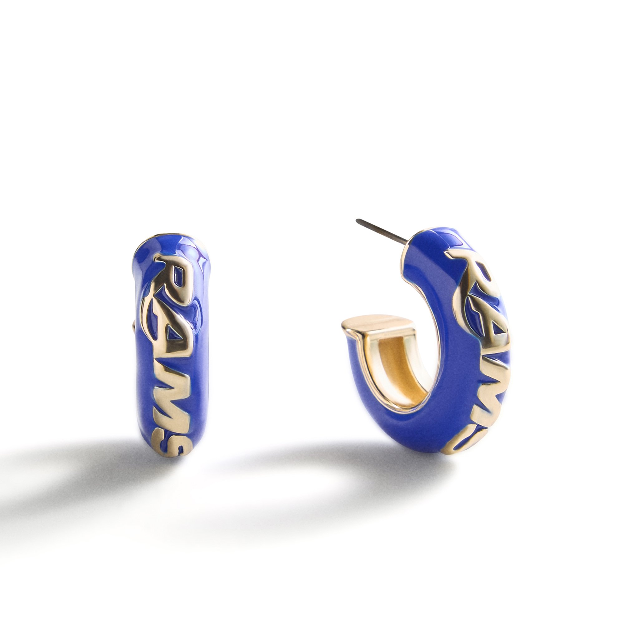 BaubleBar Los Angeles Rams Puffy Enamel Hoop Earrings
