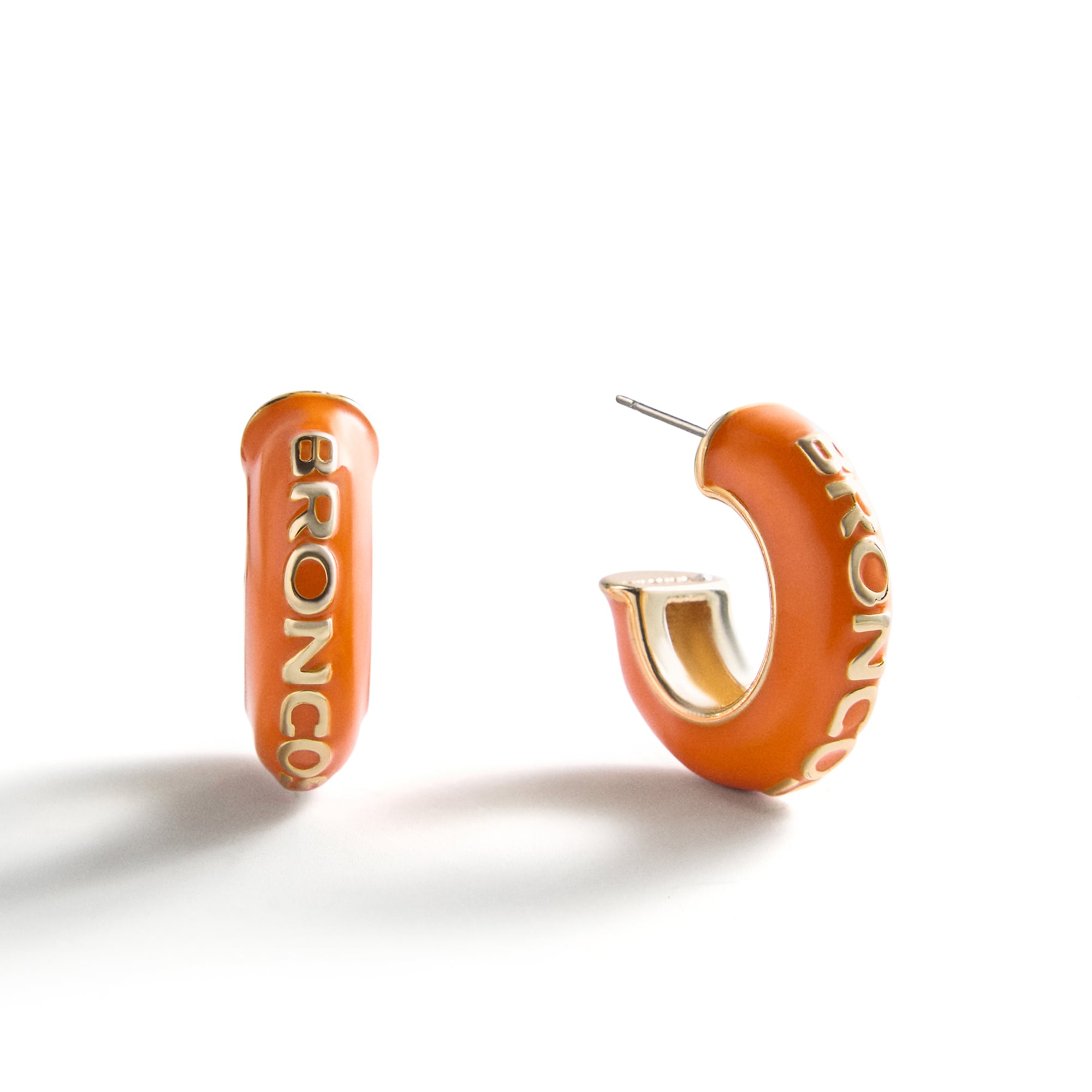 BaubleBar Denver Broncos Puffy Enamel Hoop Earrings