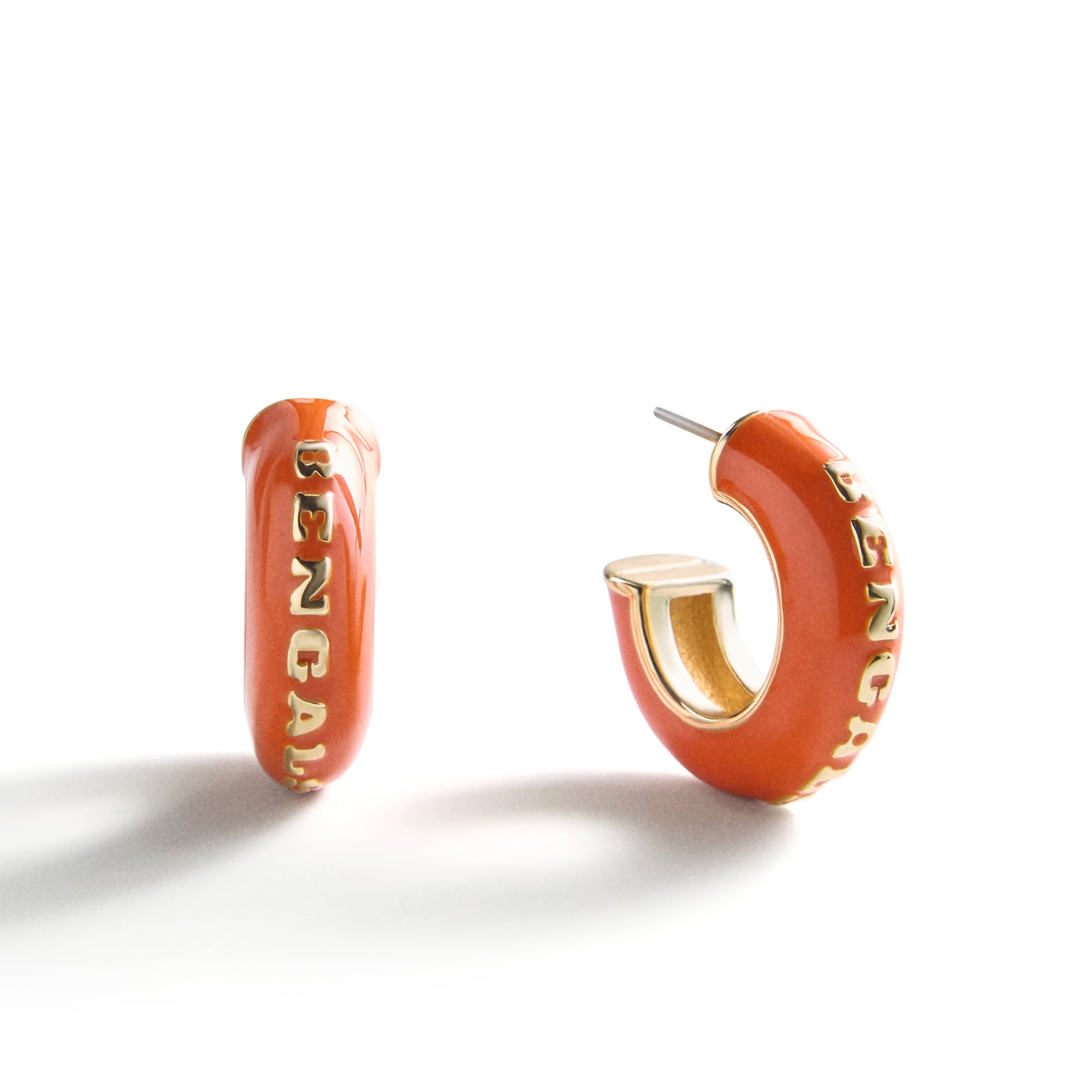 BaubleBar Cincinnati Bengals Puffy Enamel Hoop Earrings