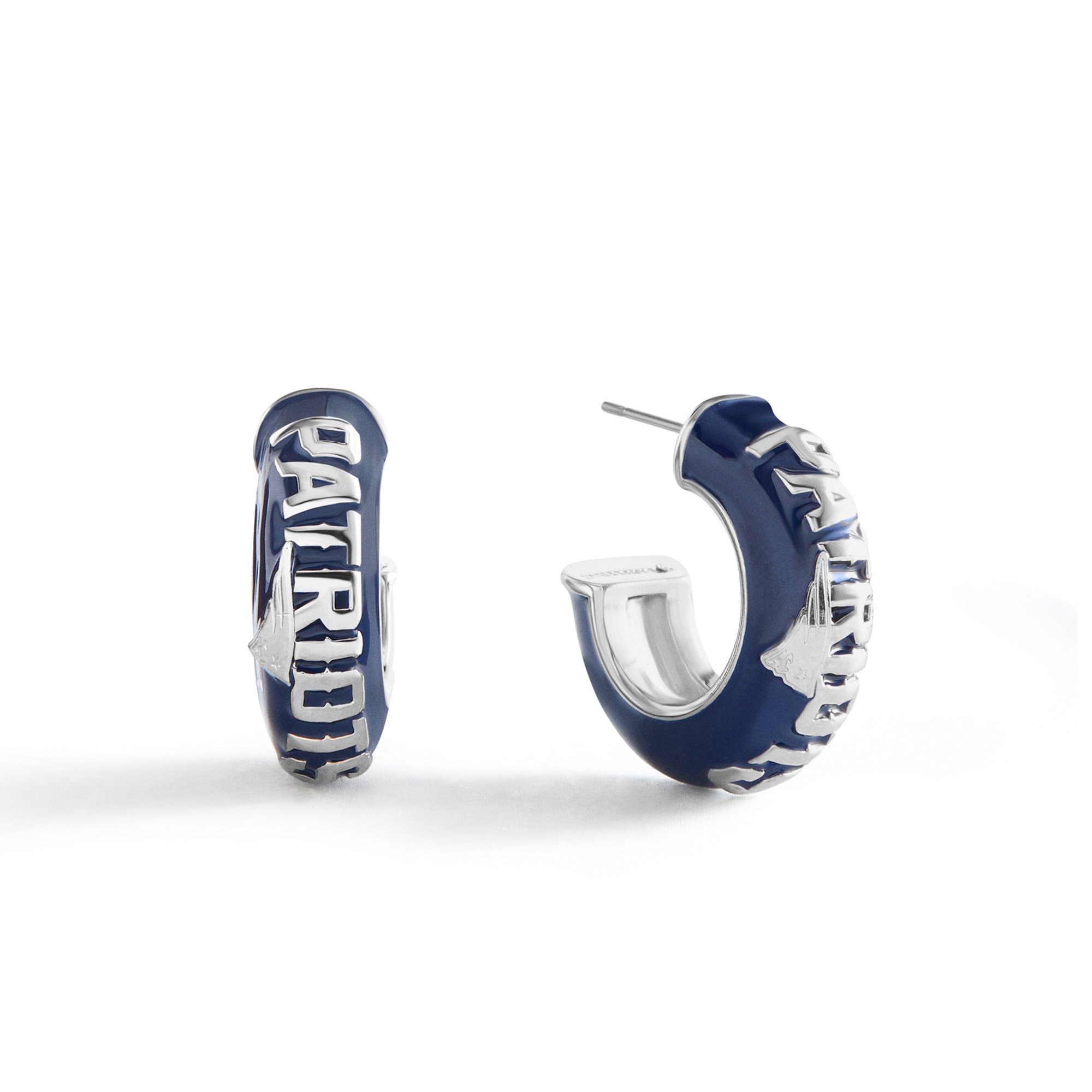 BaubleBar New England Patriots Puffy Enamel Hoop Earrings