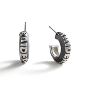 BaubleBar Las Vegas Raiders Puffy Enamel Hoop Earrings
