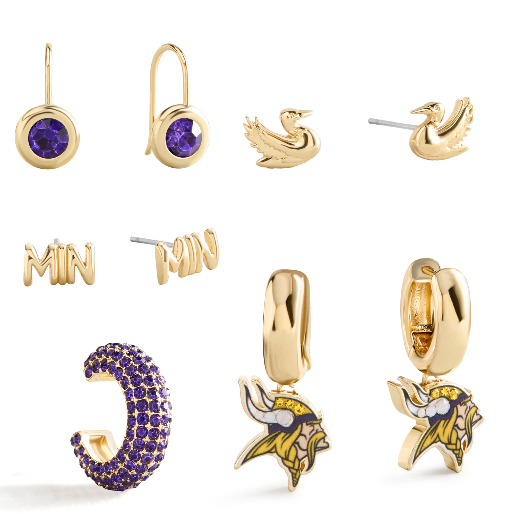 BaubleBar Minnesota Vikings Mixed Earring Set
