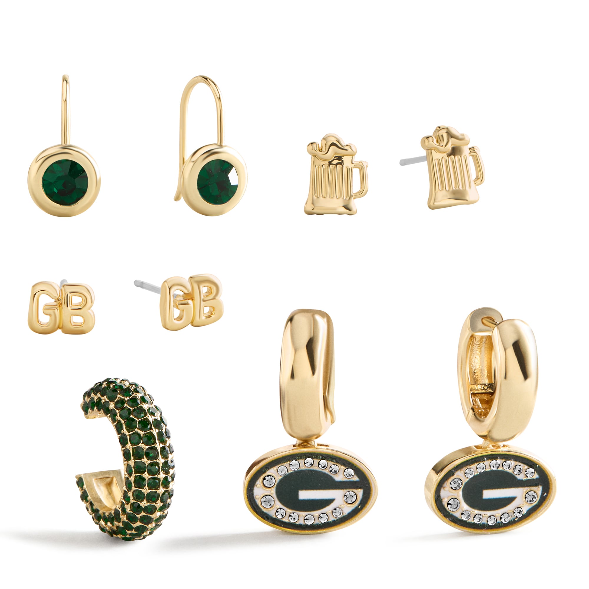 BaubleBar Green Bay Packers Mixed Earring Set