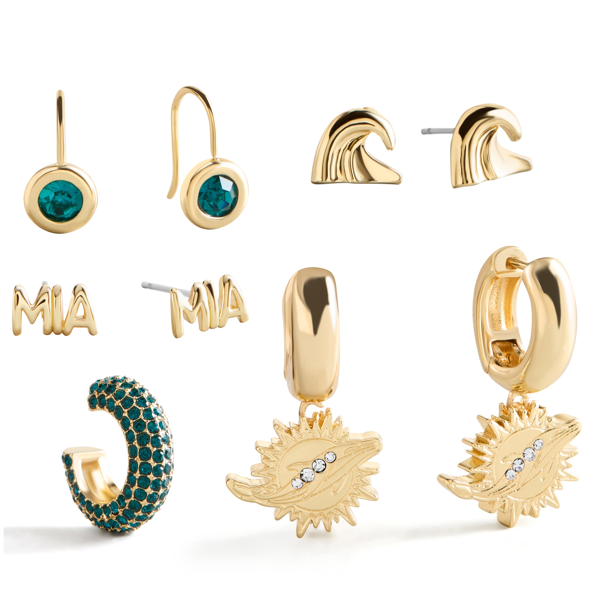 BaubleBar Miami Dolphins Mixed Earring Set
