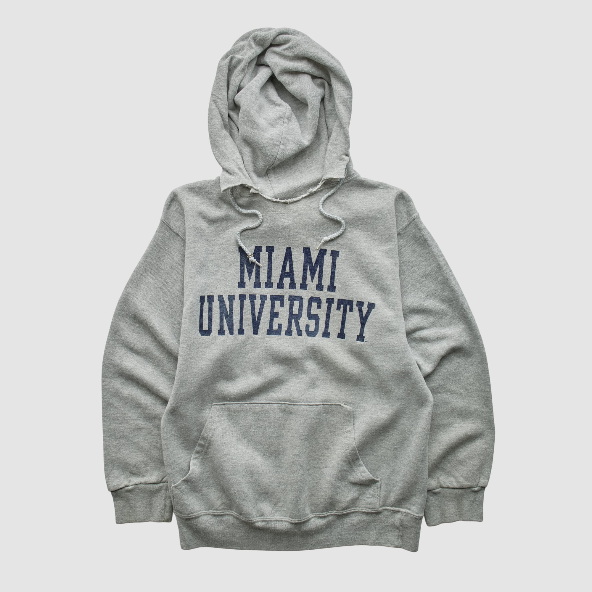 Miami University RedHawks Cotton Exchange 2000s Hooded Pullover Sweatshirt - Heather Gray - XS by Fanatics Real Vintage