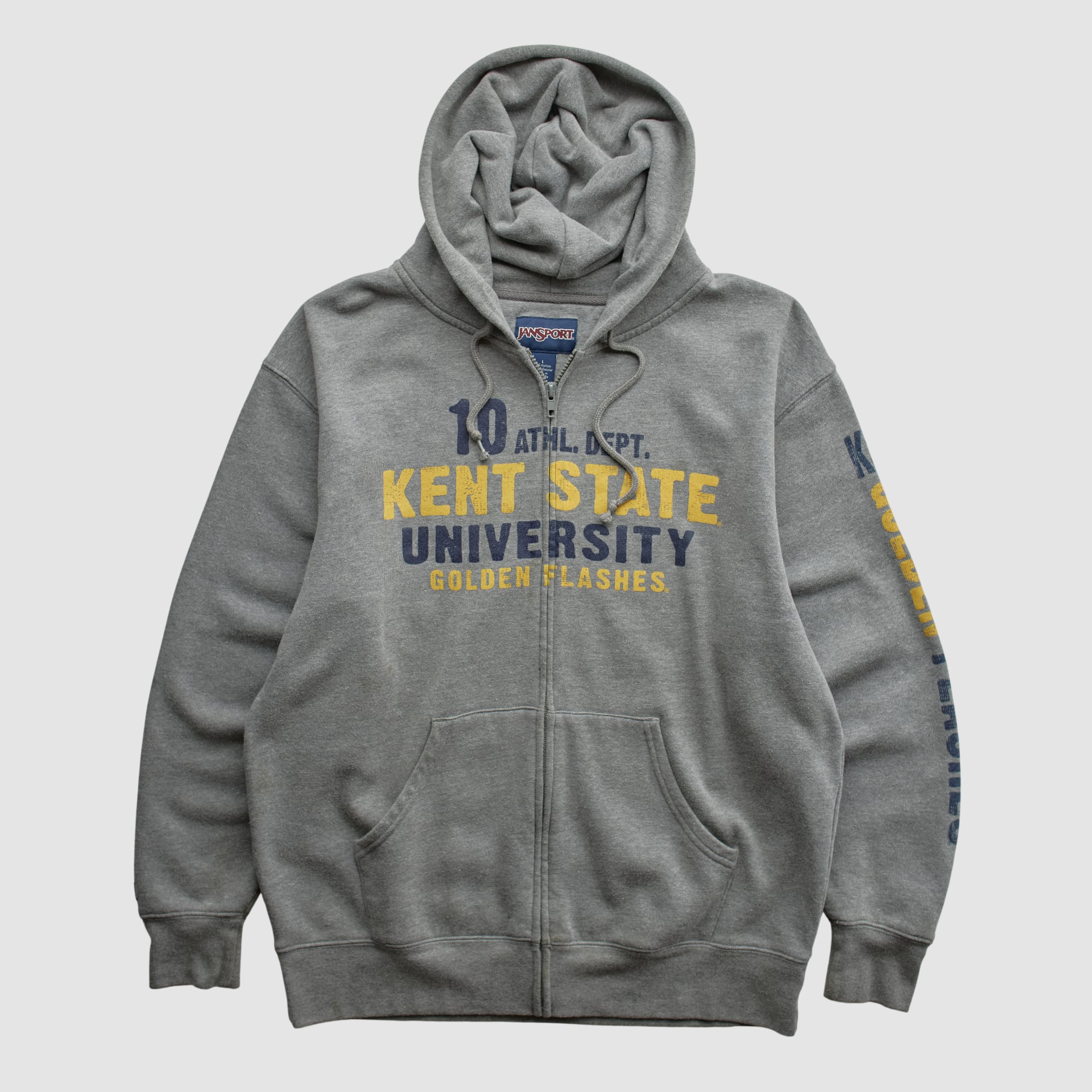 Kent State Golden Flashes Jansport 2000s Hooded Full Zip Sweatshirt - Heather Gray - S by Fanatics Real Vintage