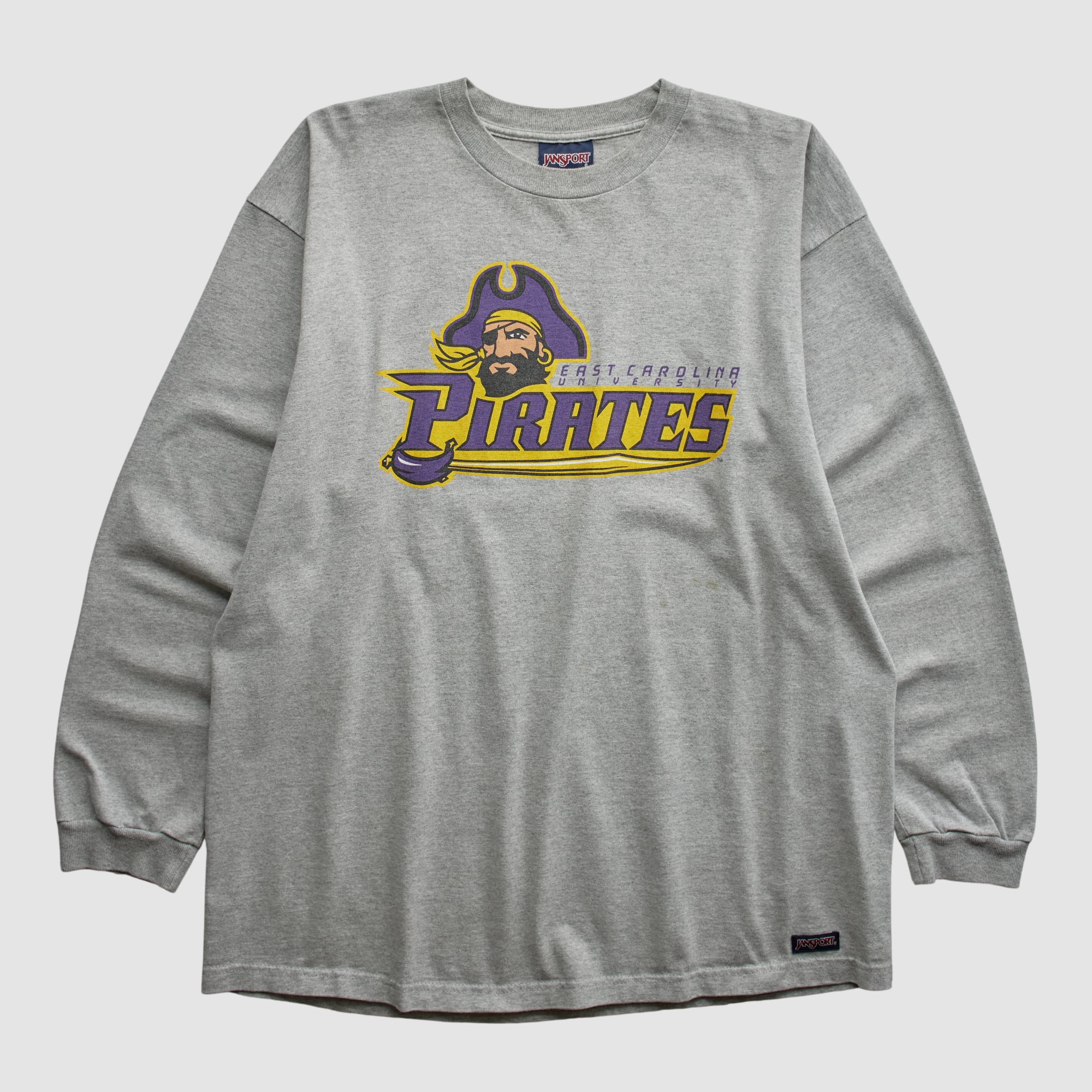 ECU Pirates Jansport 2000s Long Sleeve T-shirt - Heather Gray - 2XL by Fanatics Real Vintage