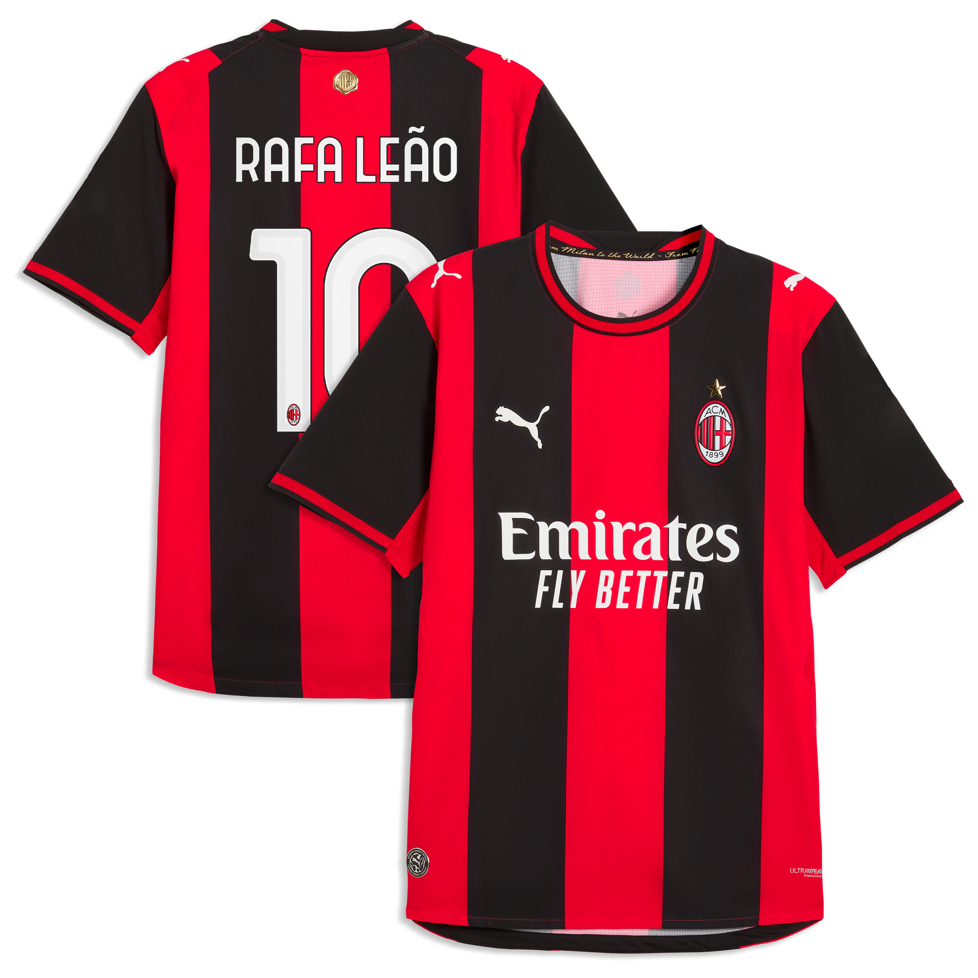 Maillot Domicile Authentic AC Milan PUMA 26/27 avec flocage Rafa Leão 10