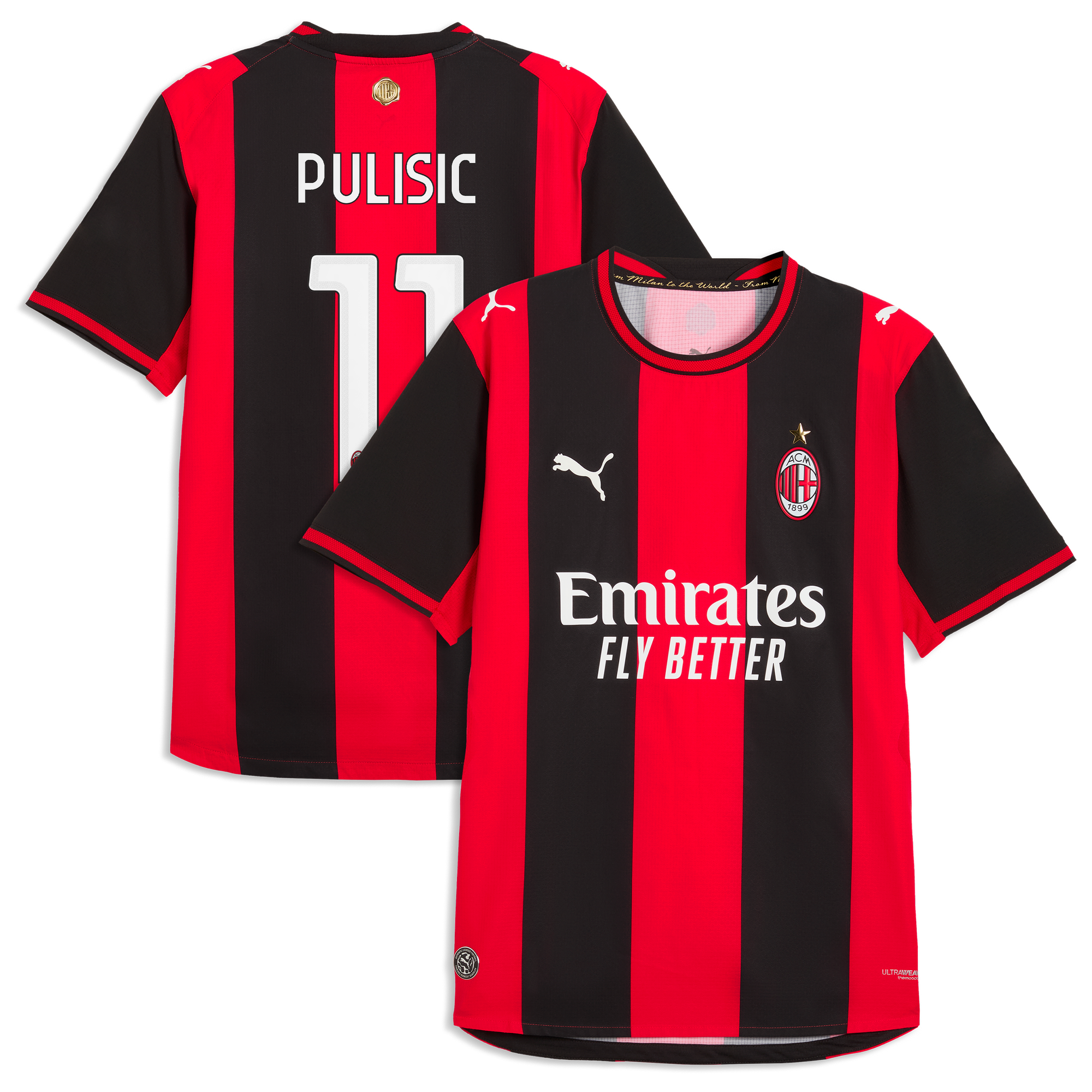 Maillot Domicile Authentic AC Milan PUMA 26/27 avec flocage Pulisic 11