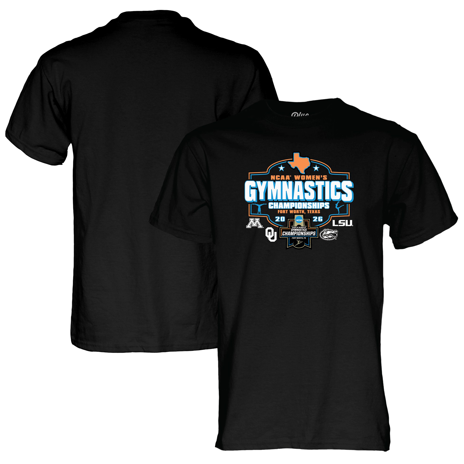 Unisex Blue 84 Black 2026 NCAA Women's Gymnastics Championship T-Shirt