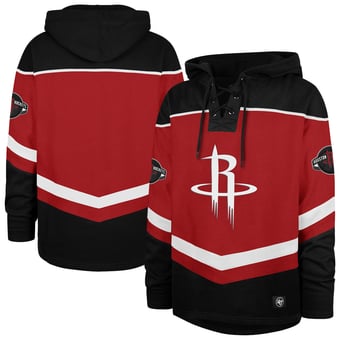 Men's '47  Red/Black Houston Rockets Tri-Satin Layup Lacer Hoodie