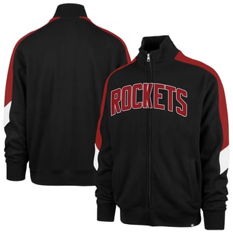 Men's '47  Black Houston Rockets Wordmark Shoot Out Full-Zip Track Jacket