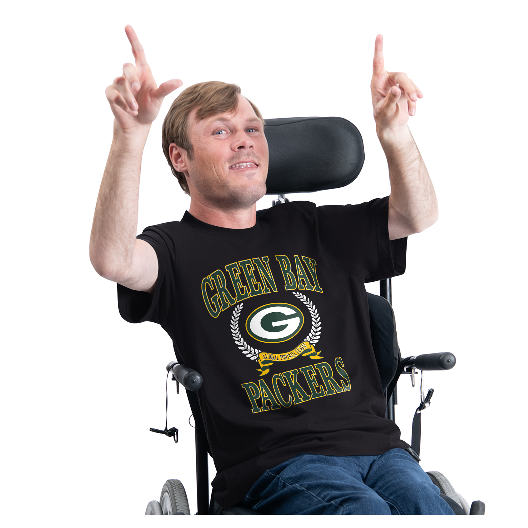 Men's G-III Sports by Carl Banks Black Green Bay Packers Team Laurel Adaptive T-Shirt