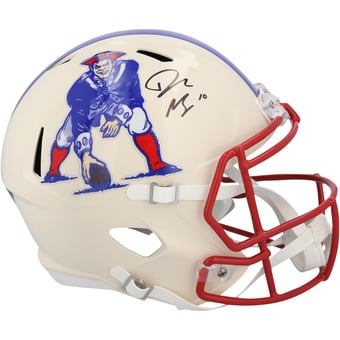 Drake Maye New England Patriots Autographed Riddell Retro Speed Replica Helmet
