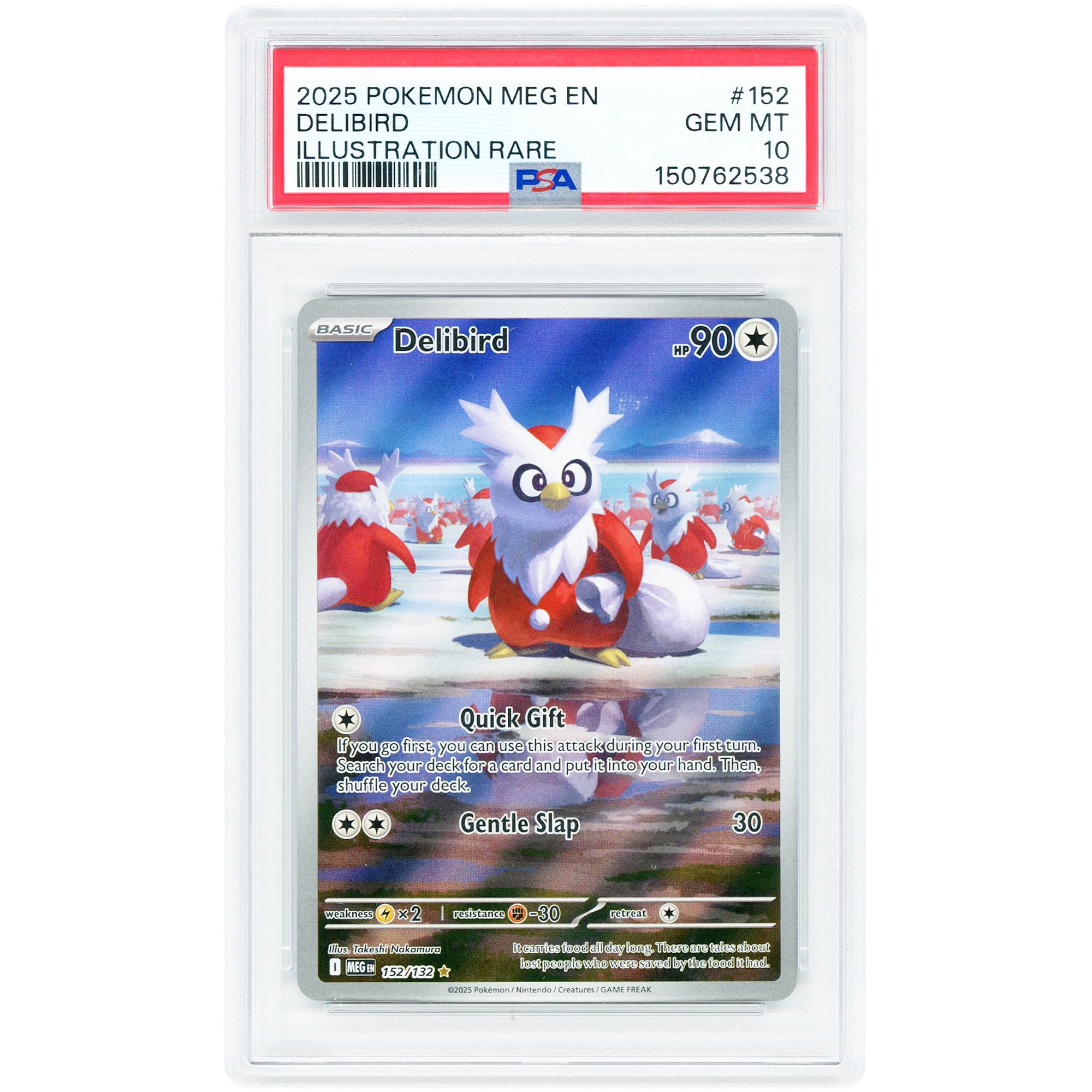 Delibird 2025 Pokemon Mega Evolution Illustration Rare #152 PSA Authenticated 10 Card