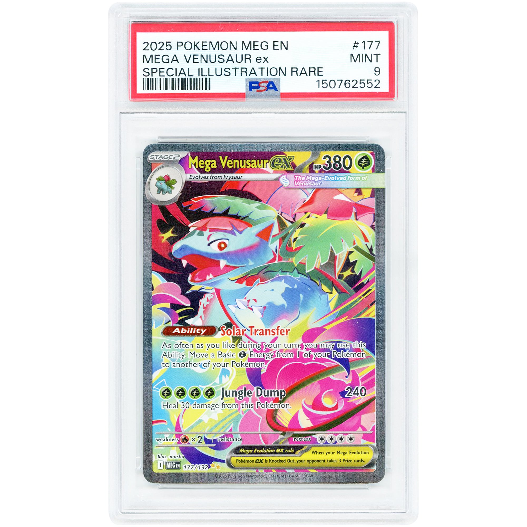 Mega Venusaur EX 2025 Pokemon Mega Evolution Special Illustration Rare #177 PSA Authenticated 9 Card