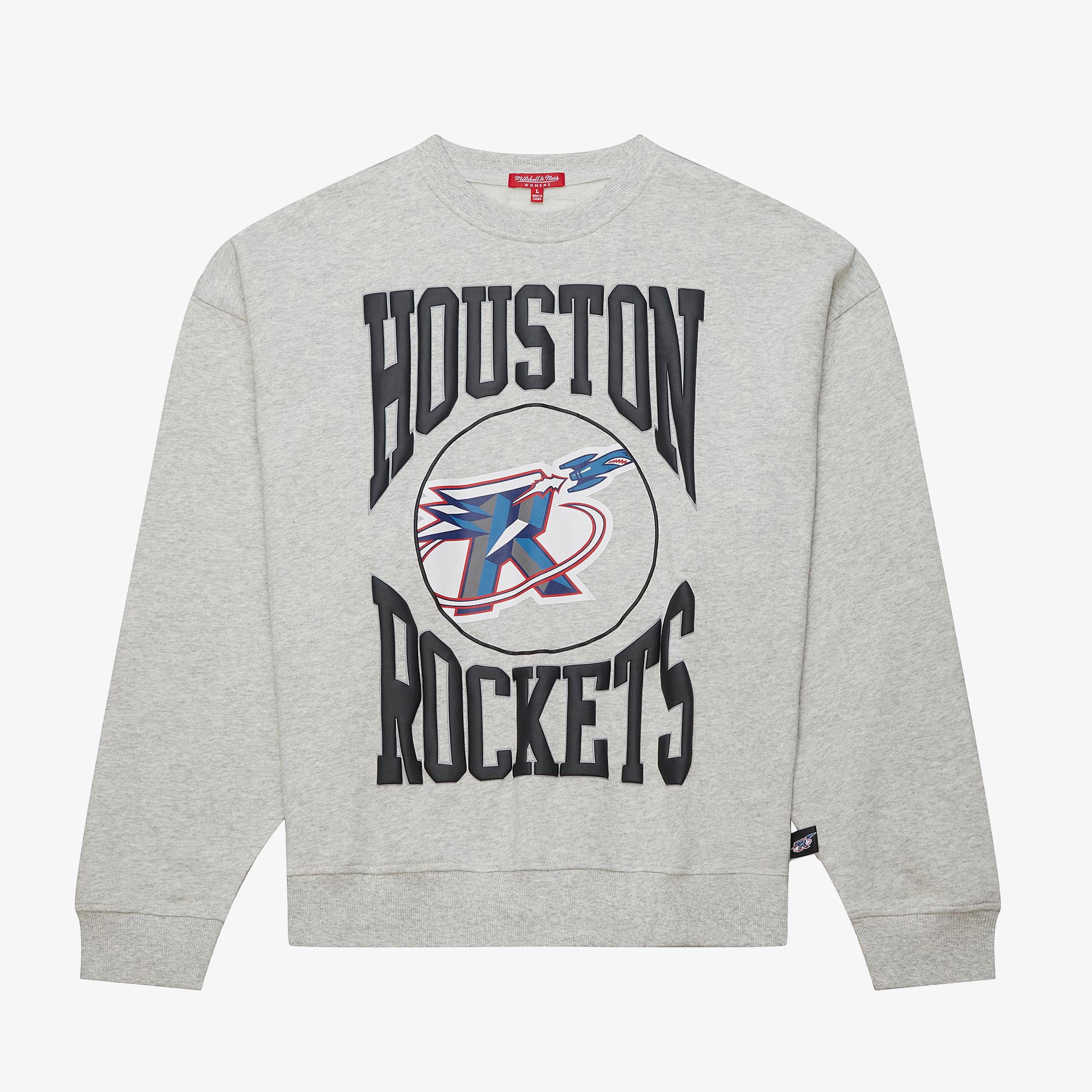 Women's Mitchell & Ness Heather Gray Houston Rockets 3.0 Logo Lightweight Sweatshirt