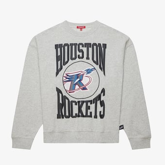 Women's Mitchell & Ness Heather Gray Houston Rockets 3.0 Logo Lightweight Sweatshirt