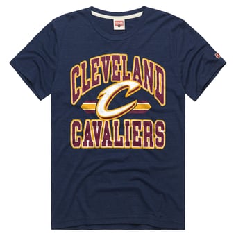 Unisex Homage  Navy Cleveland Cavaliers Stripes Tri-Blend T-Shirt