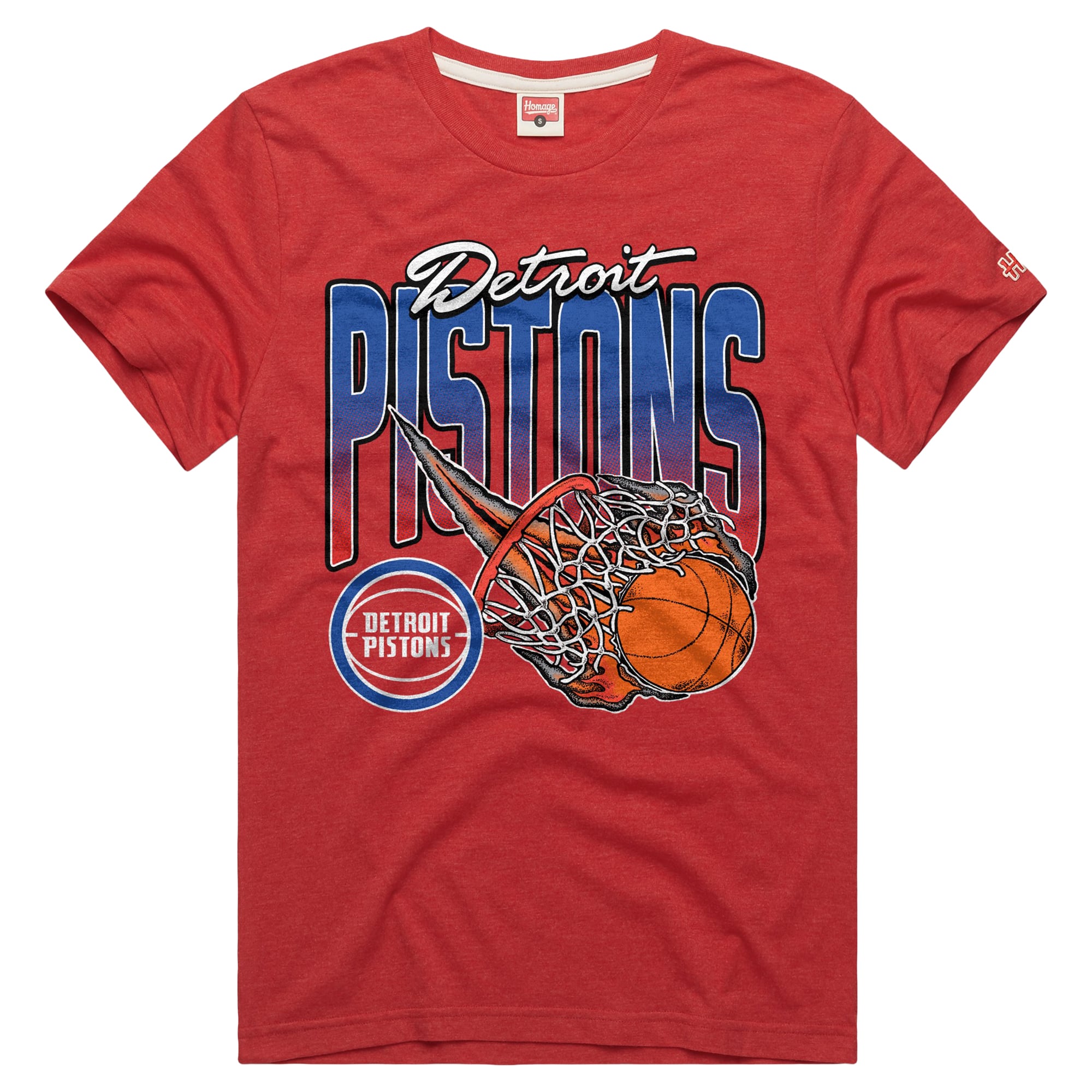 Unisex Homage  Red Detroit Pistons On Fire Tri-Blend T-Shirt