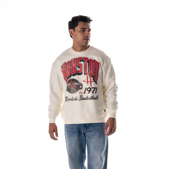 Unisex The Wild Collective White Houston Rockets Graphic Fleece Crewneck Sweatshirt
