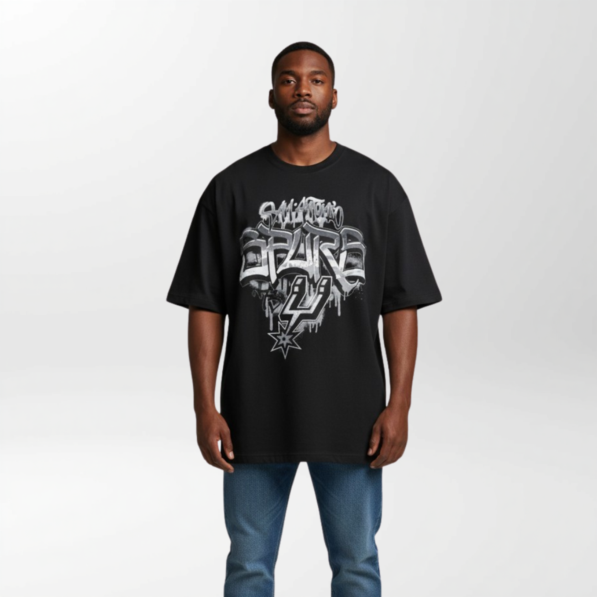 Unisex The Wild Collective  Black San Antonio Spurs Graffiti T-Shirt