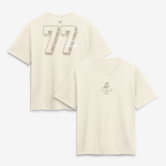 Women's Luka Dončić Cream Los Angeles Lakers Floral Name & Number T-Shirt