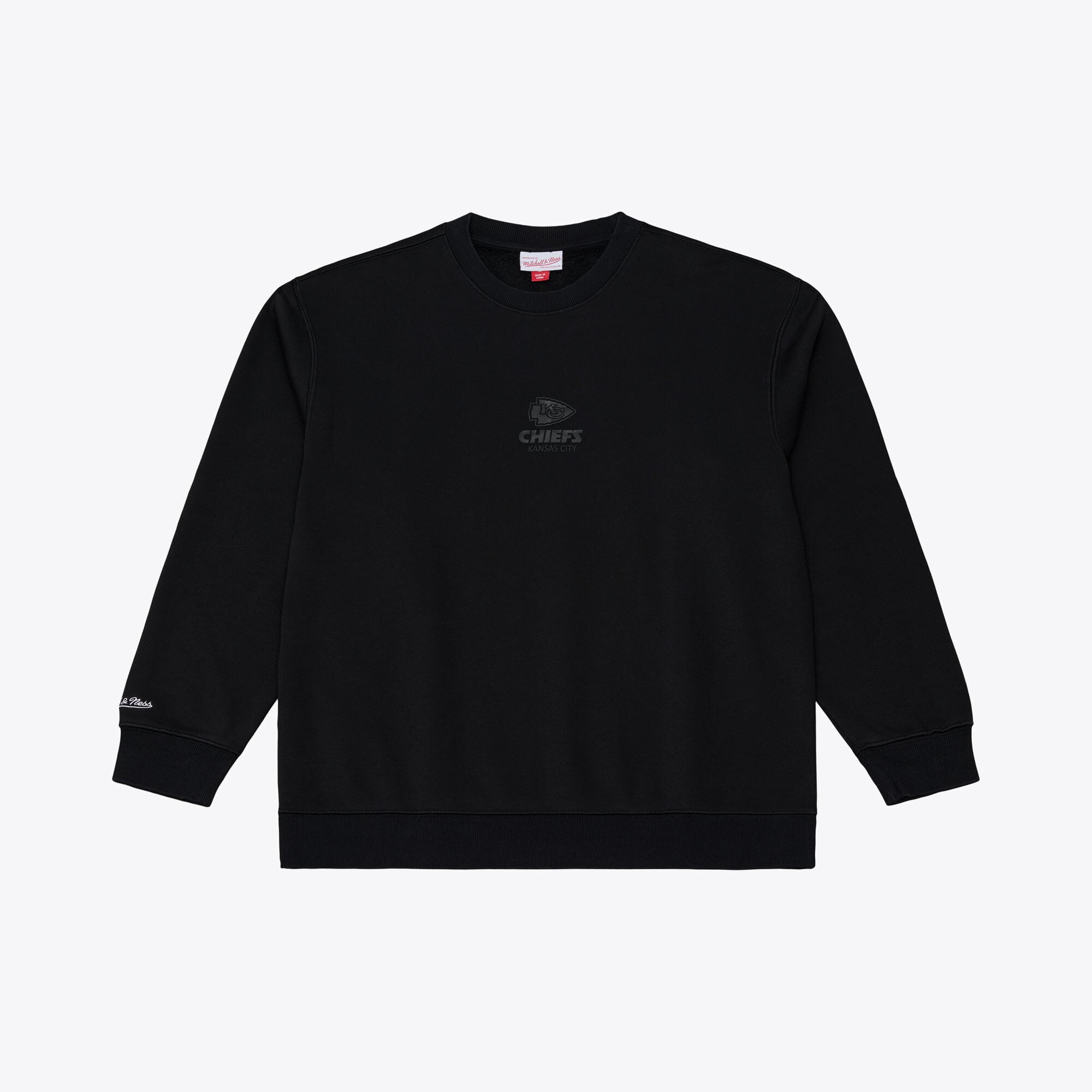 Men's Mitchell & Ness Black Kansas City Chiefs Core Essentials Micro Logo Fleece Sweatshirt