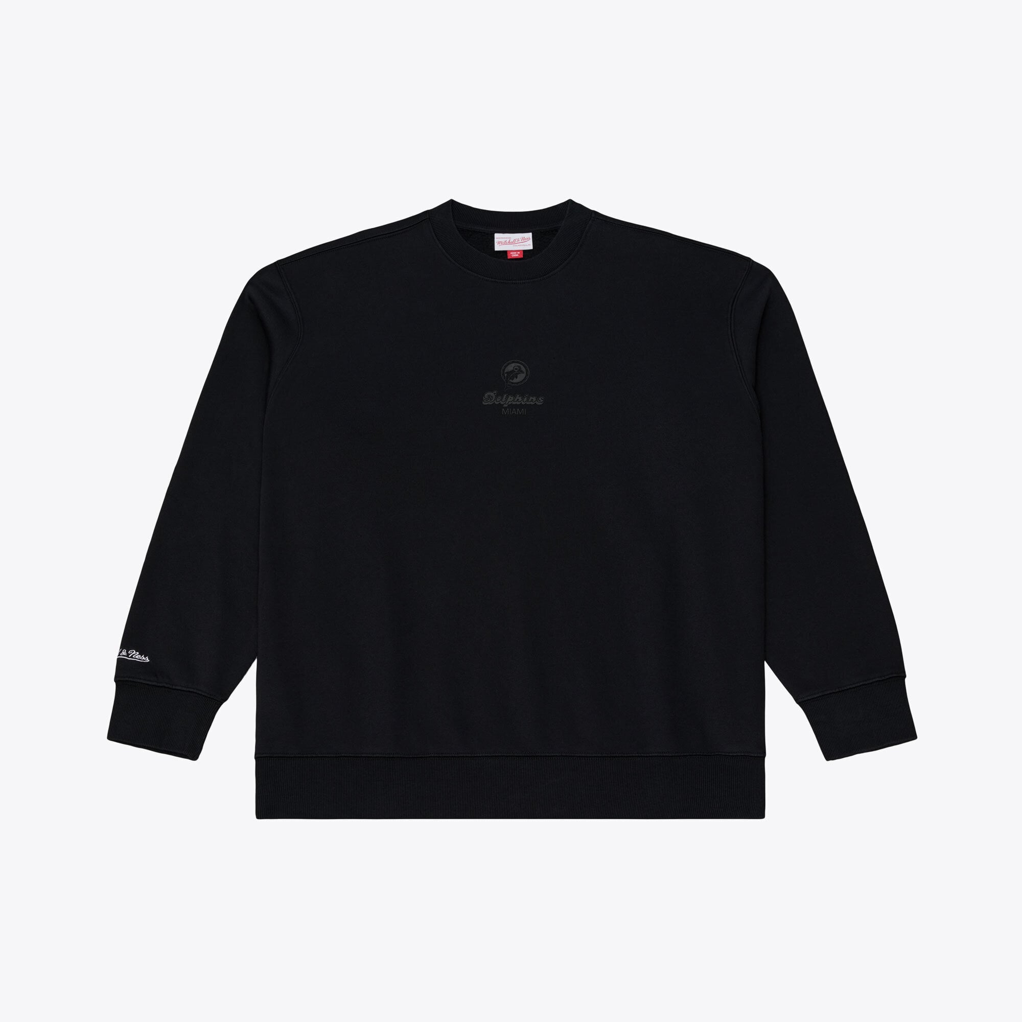 Men's Mitchell & Ness Black Miami Dolphins Core Essentials Micro Logo Fleece Sweatshirt