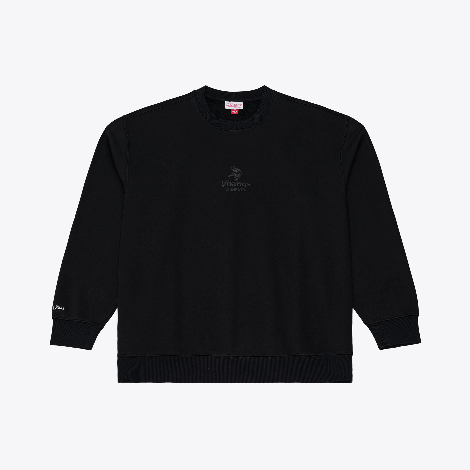 Men's Mitchell & Ness Black Minnesota Vikings Core Essentials Micro Logo Fleece Sweatshirt