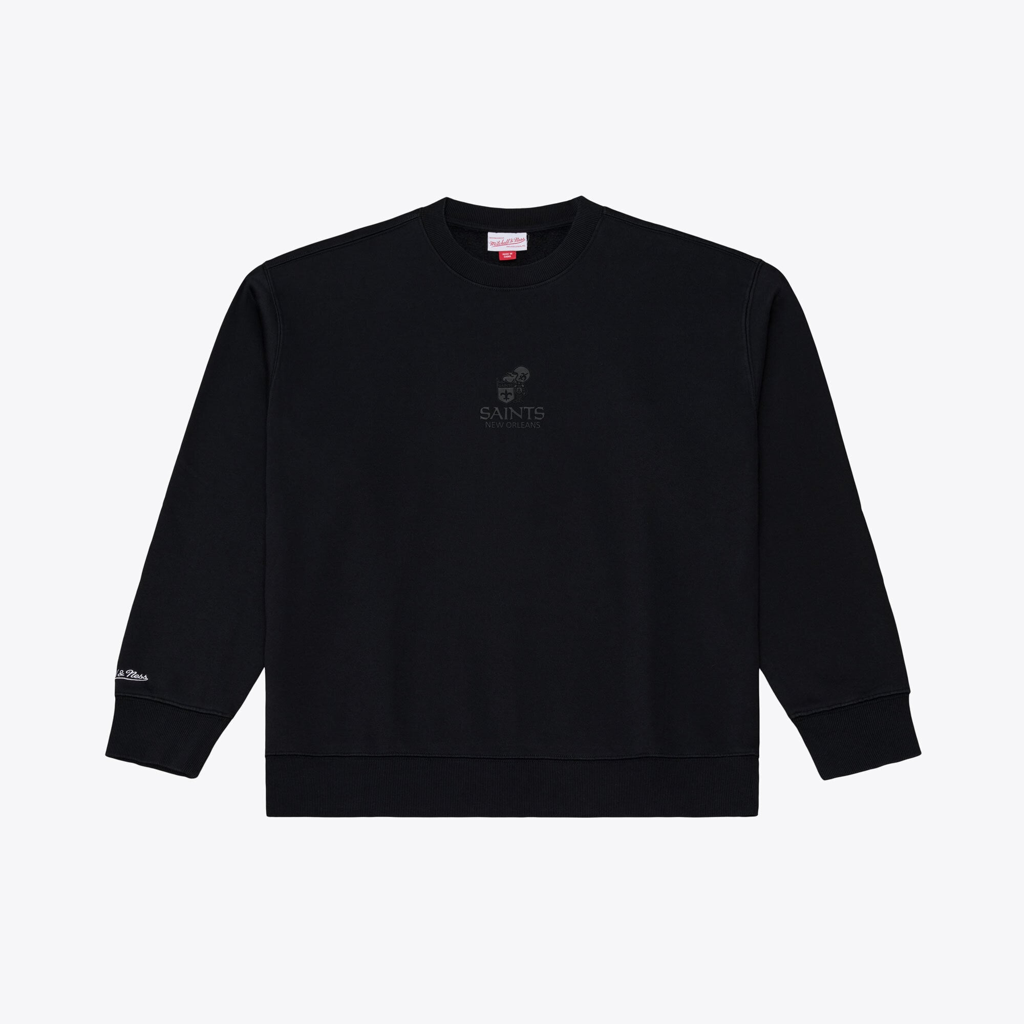 Men's Mitchell & Ness Black New Orleans Saints Core Essentials Micro Logo Fleece Sweatshirt