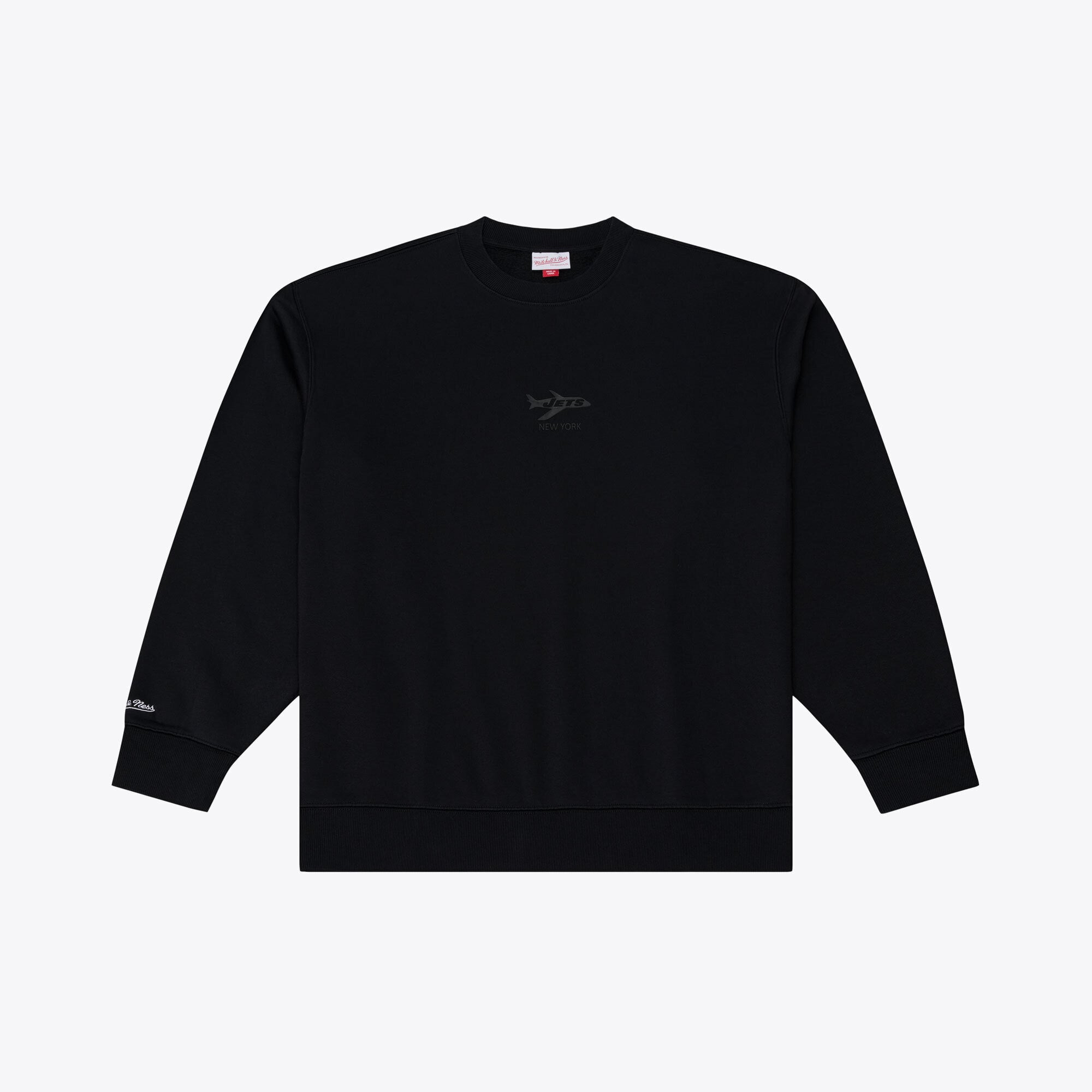 Men's Mitchell & Ness Black New York Jets Core Essentials Micro Logo Fleece Sweatshirt