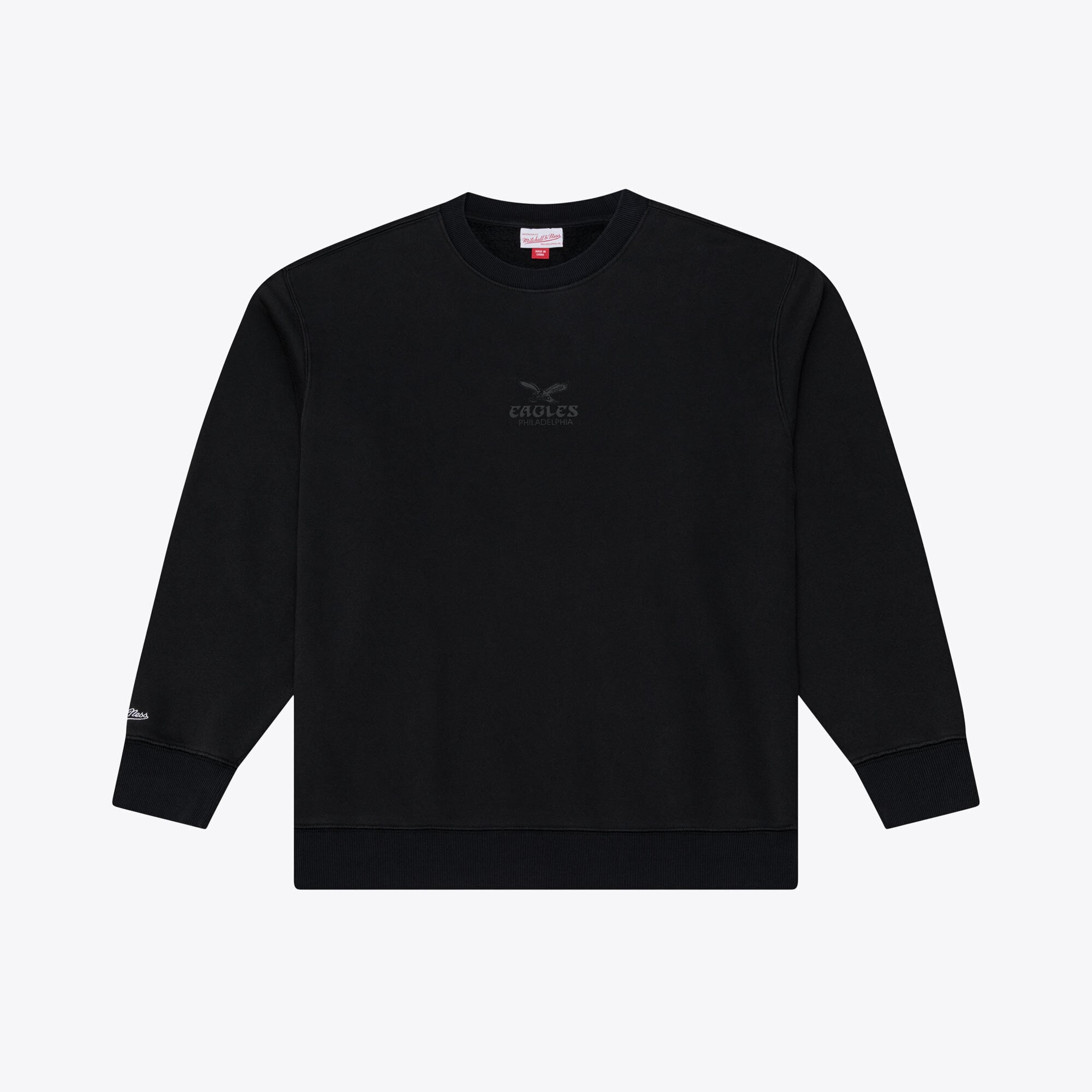 Men's Mitchell & Ness Black Philadelphia Eagles Core Essentials Micro Logo Fleece Sweatshirt