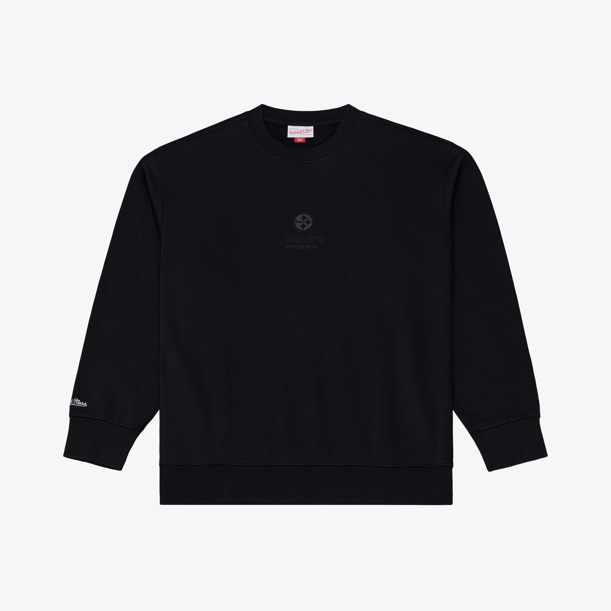 Men's Mitchell & Ness Black Pittsburgh Steelers Core Essentials Micro Logo Fleece Sweatshirt