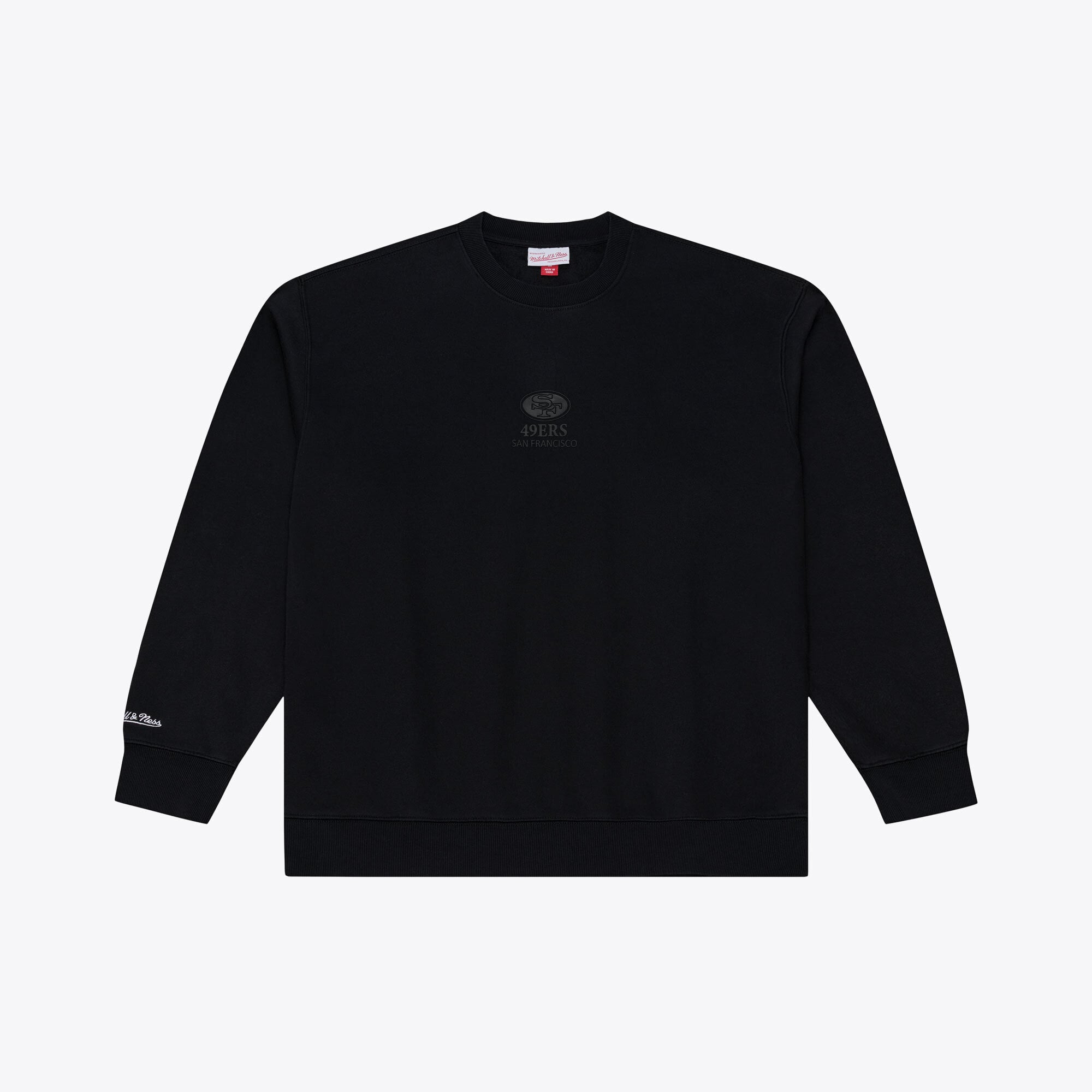 Men's Mitchell & Ness Black San Francisco 49ers Core Essentials Micro Logo Fleece Sweatshirt