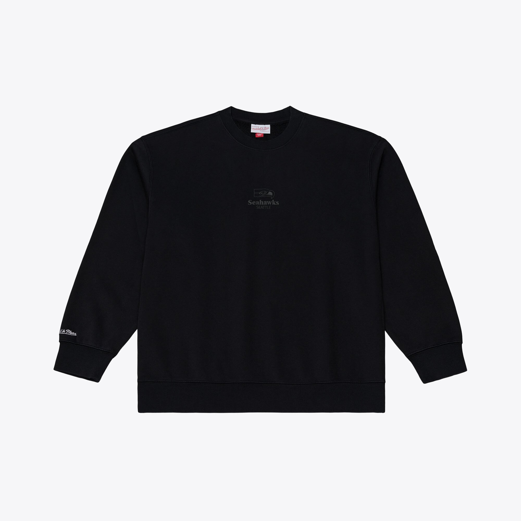 Men's Mitchell & Ness Black Seattle Seahawks Core Essentials Micro Logo Fleece Sweatshirt