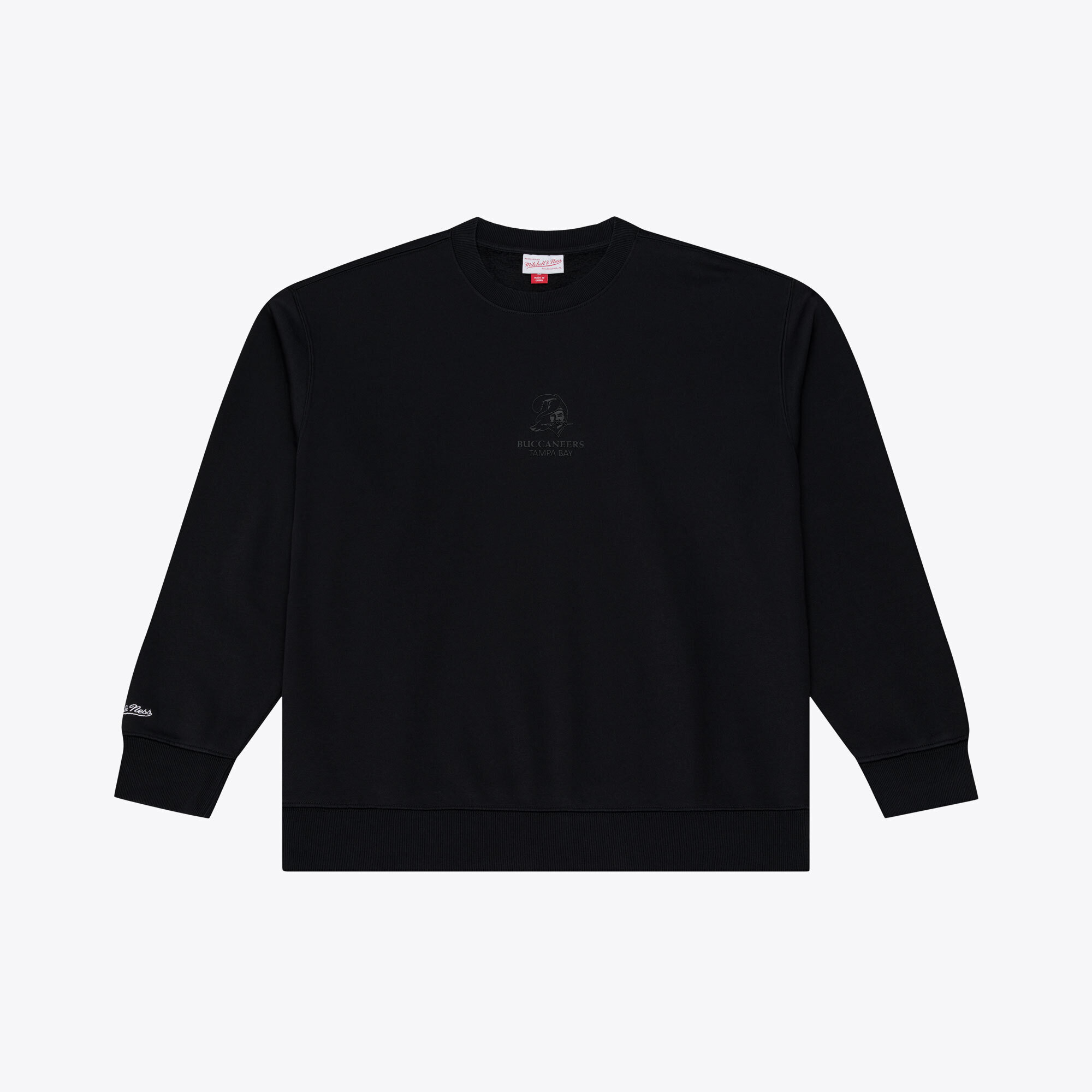Men's Mitchell & Ness Black Tampa Bay Buccaneers Core Essentials Micro Logo Fleece Sweatshirt