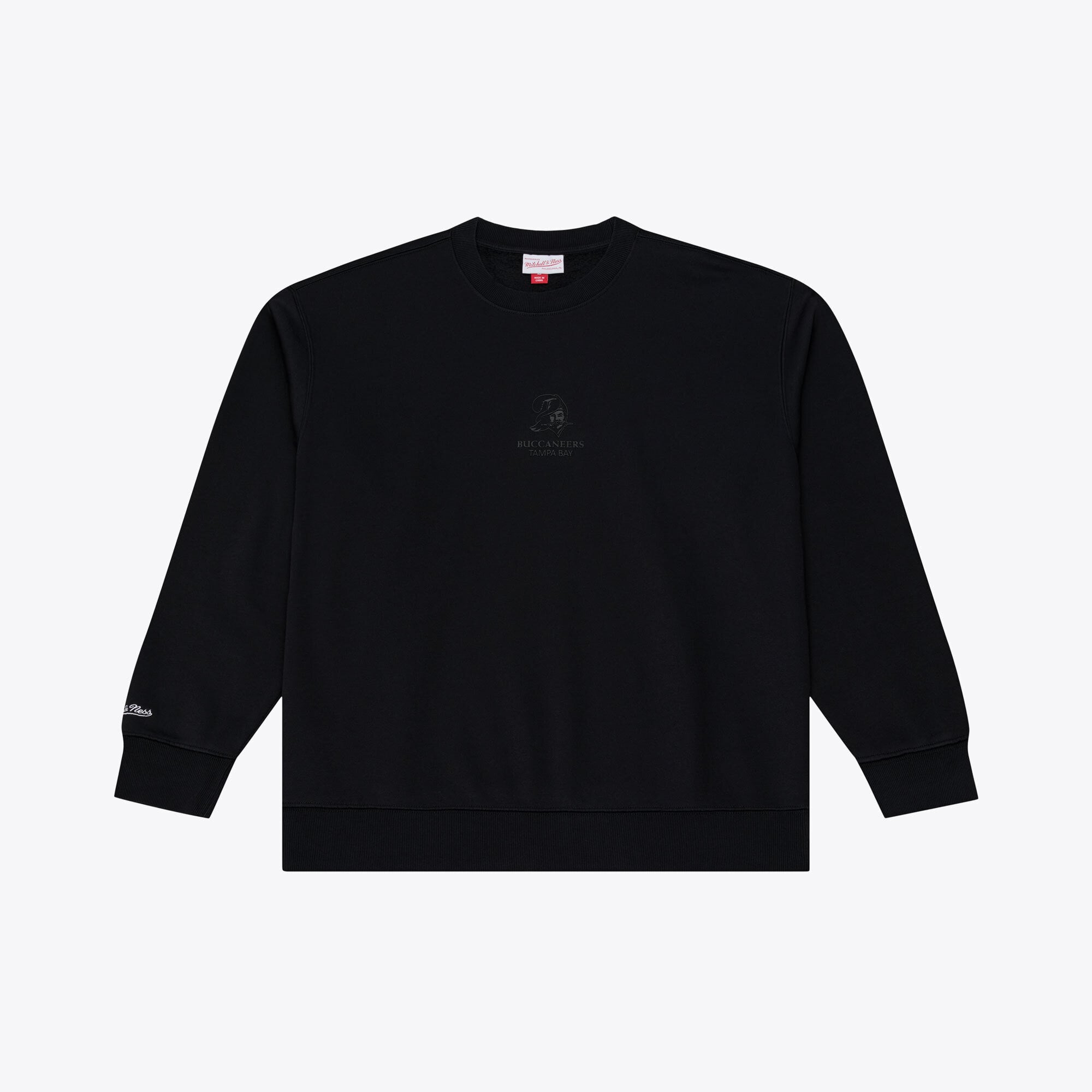 Men's Mitchell & Ness Black Tampa Bay Buccaneers Core Essentials Micro Logo Fleece Sweatshirt