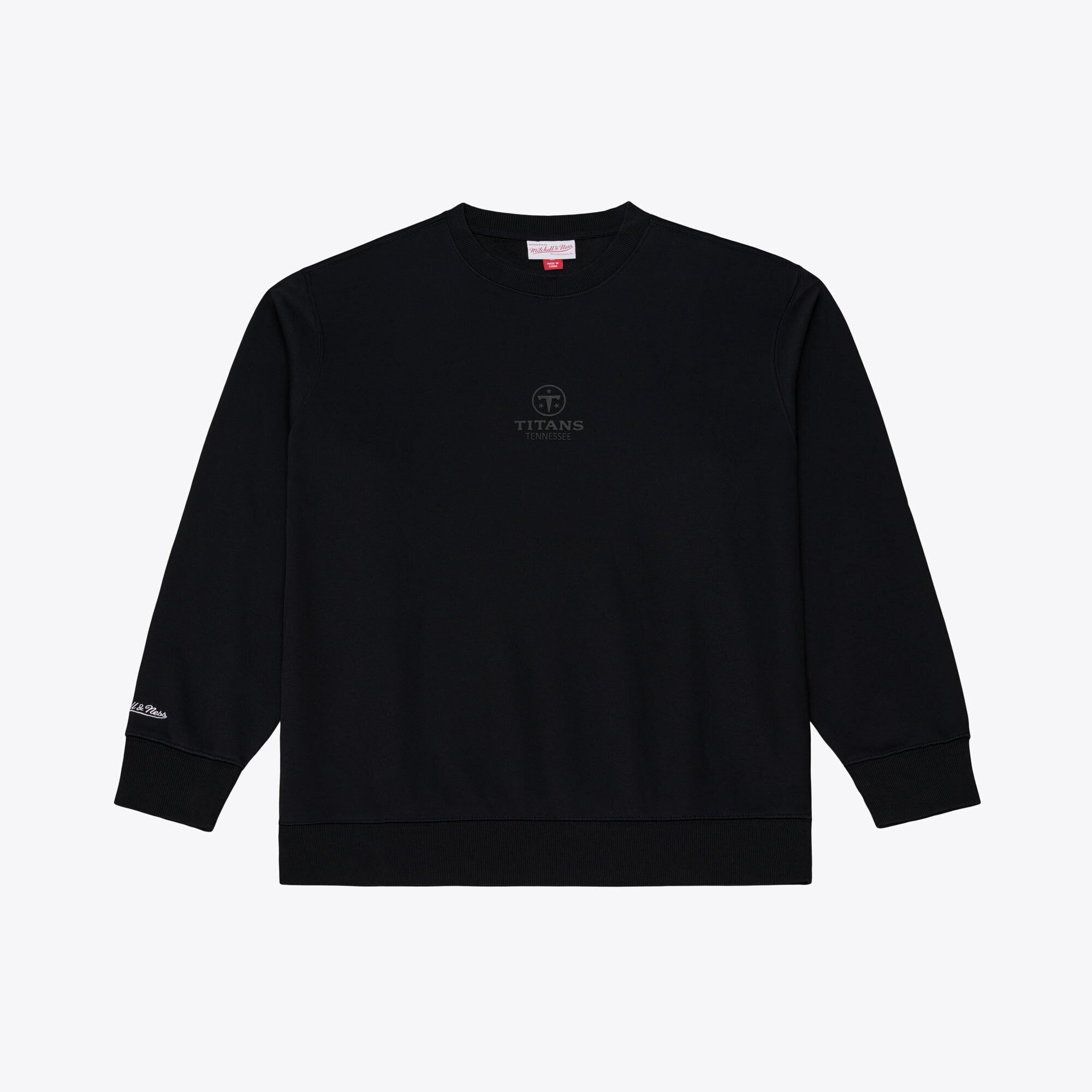 Men's Mitchell & Ness Black Tennessee Titans Core Essentials Micro Logo Fleece Sweatshirt
