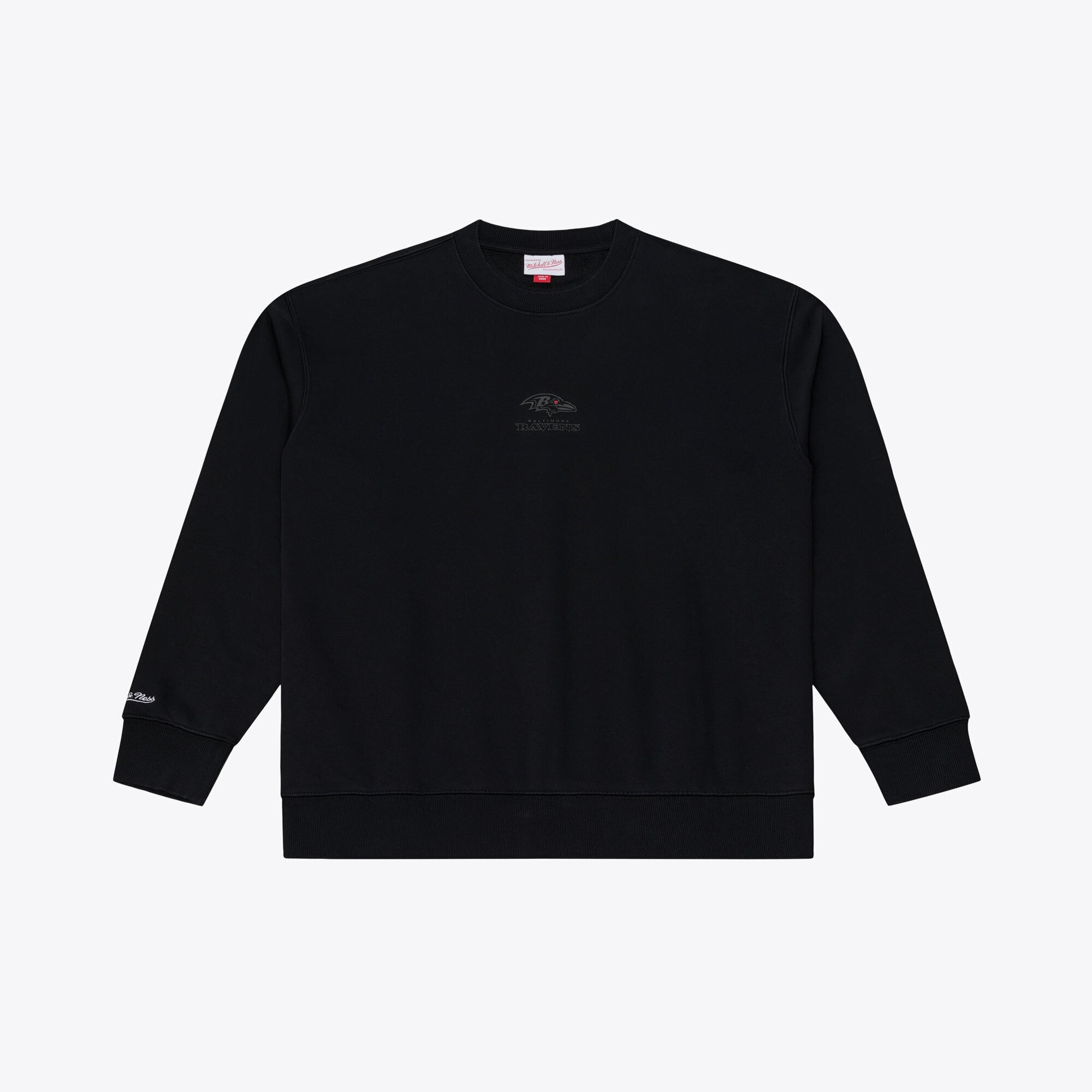 Men's Mitchell & Ness Black Baltimore Ravens Core Essentials Micro Logo Fleece Sweatshirt