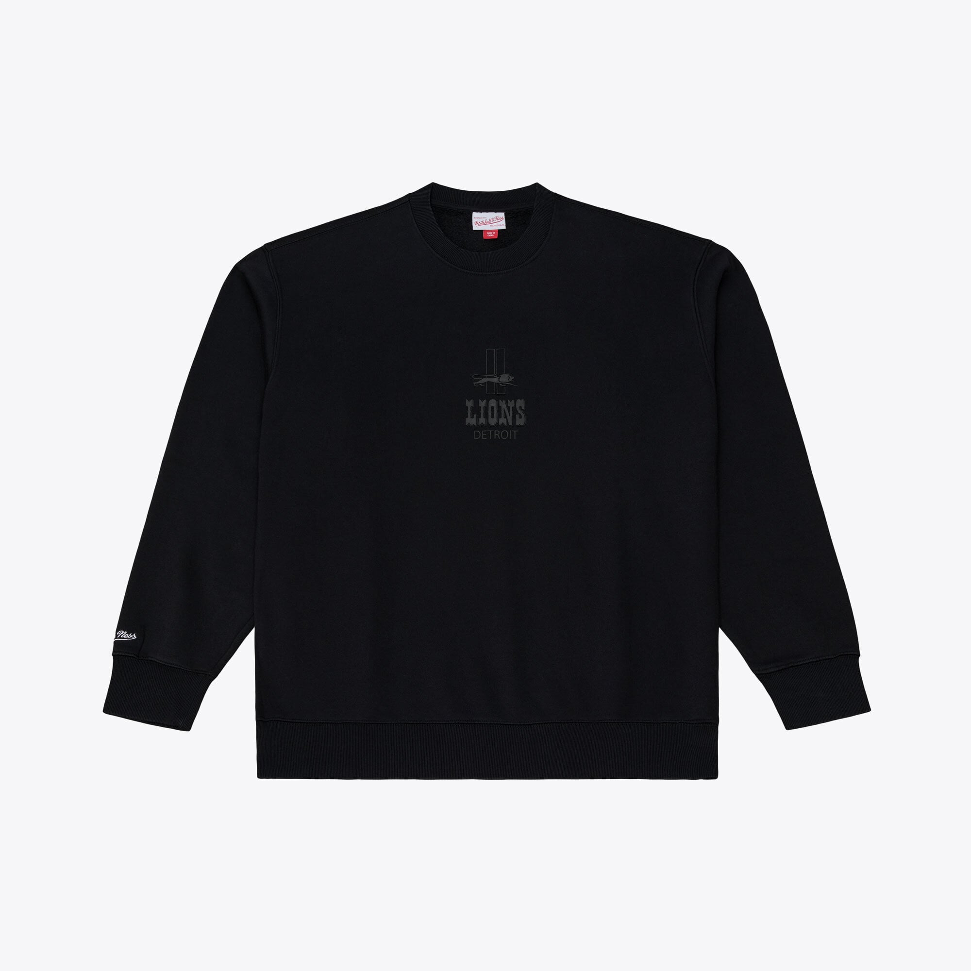 Sweat-shirt en polaire à micro-logo noir Mitchell & Ness pour homme, motif Detroit Lions Core Essentials.