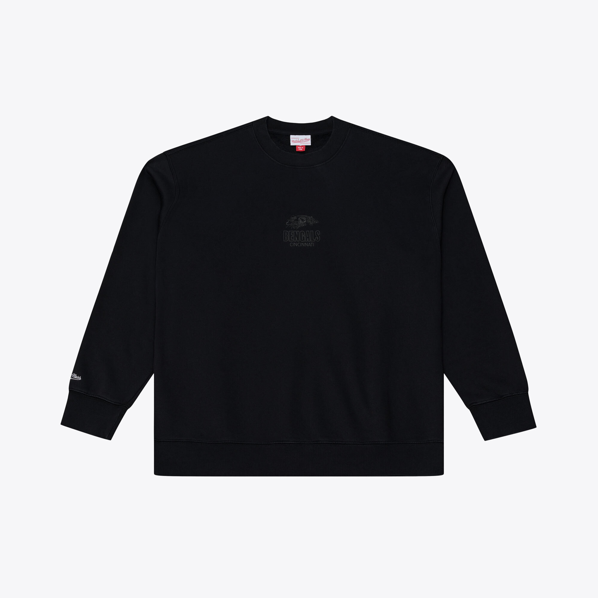 Men's Mitchell & Ness Black Cincinnati Bengals Core Essentials Micro Logo Fleece Sweatshirt