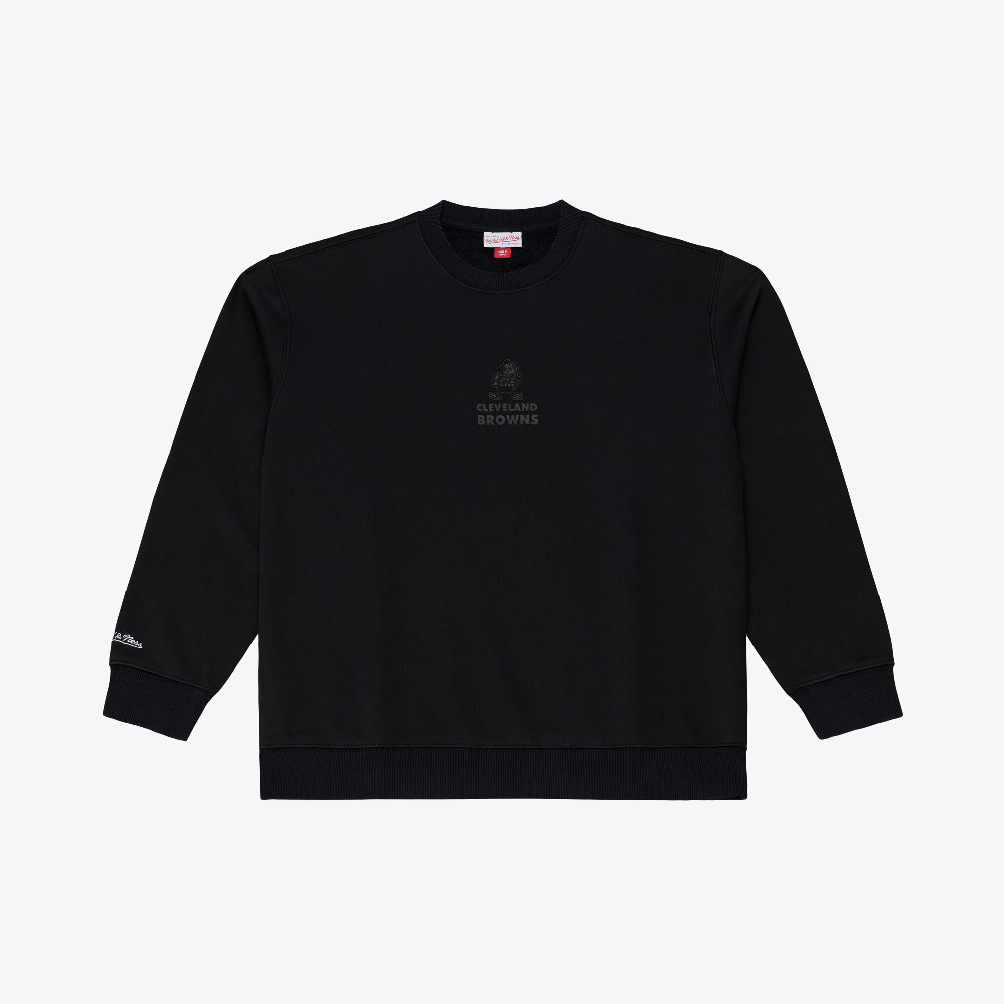 Men's Mitchell & Ness Black Cleveland Browns Core Essentials Micro Logo Fleece Sweatshirt